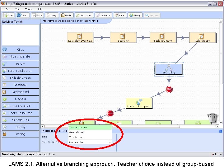 LAMS 2. 1: Alternative branching approach: Teacher choice instead of group-based 