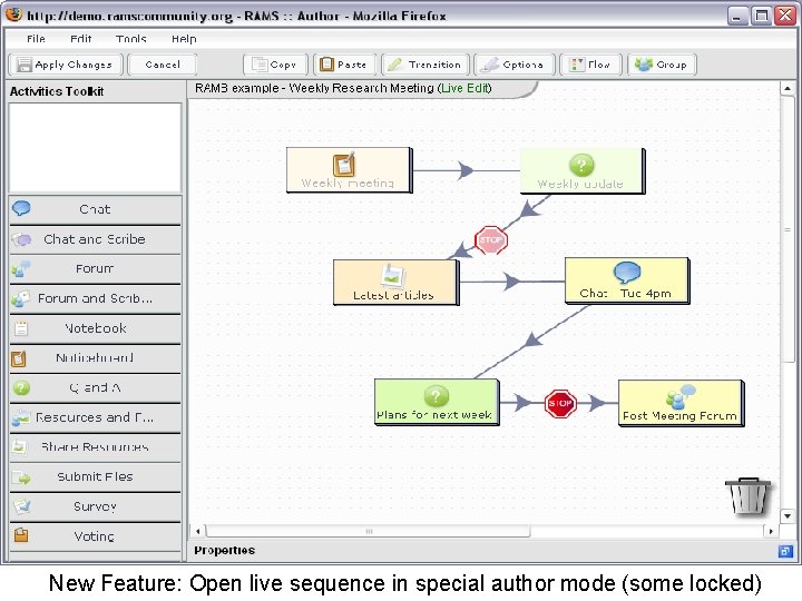 New Feature: Open live sequence in special author mode (some locked) 