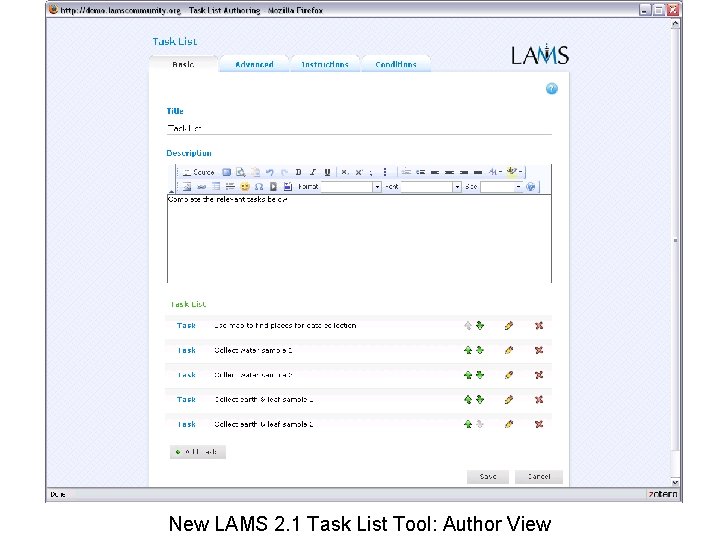 New LAMS 2. 1 Task List Tool: Author View 