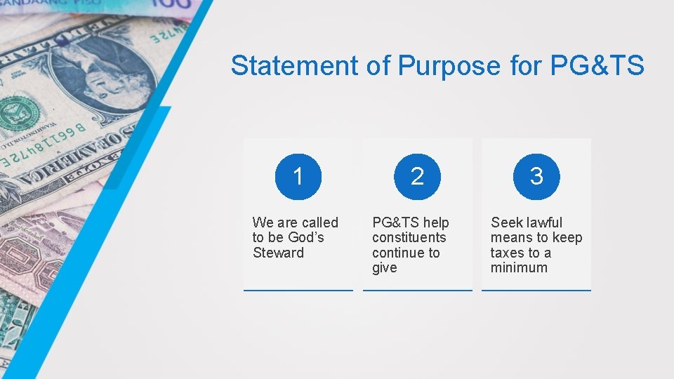 Statement of Purpose for PG&TS 1 We are called to be God’s Steward 2