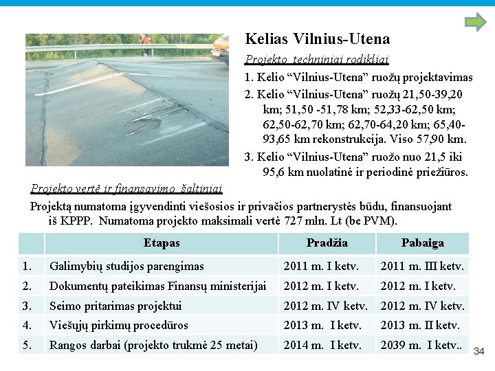 Kelias Vilnius-Utena A K U A R N T O U Projekto techniniai rodikliai