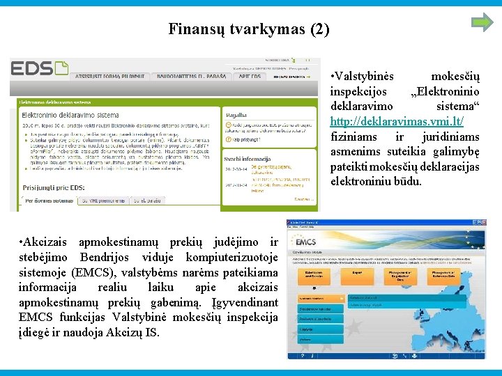 Finansų tvarkymas (2) • Valstybinės mokesčių inspekcijos „Elektroninio deklaravimo sistema“ http: //deklaravimas. vmi. lt/