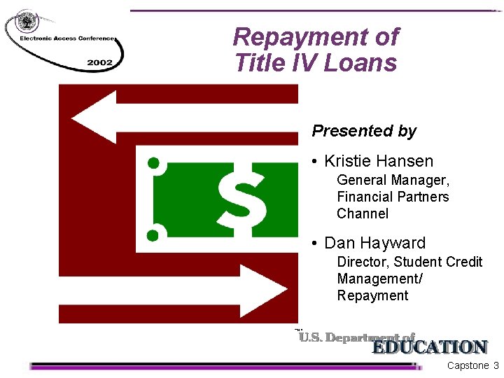 Repayment of Title IV Loans Presented by • Kristie Hansen General Manager, Financial Partners