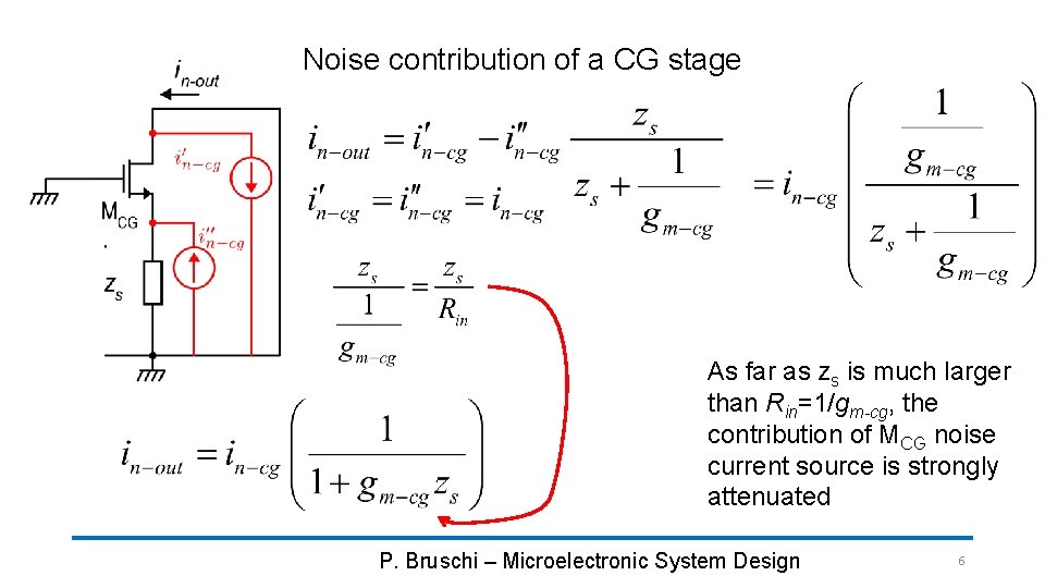 Noise contribution of a CG stage As far as zs is much larger than