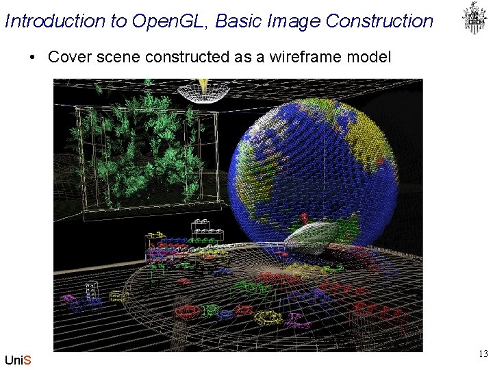 Introduction to Open. GL, Basic Image Construction • Cover scene constructed as a wireframe