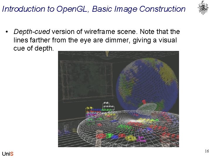 Introduction to Open. GL, Basic Image Construction • Depth-cued version of wireframe scene. Note