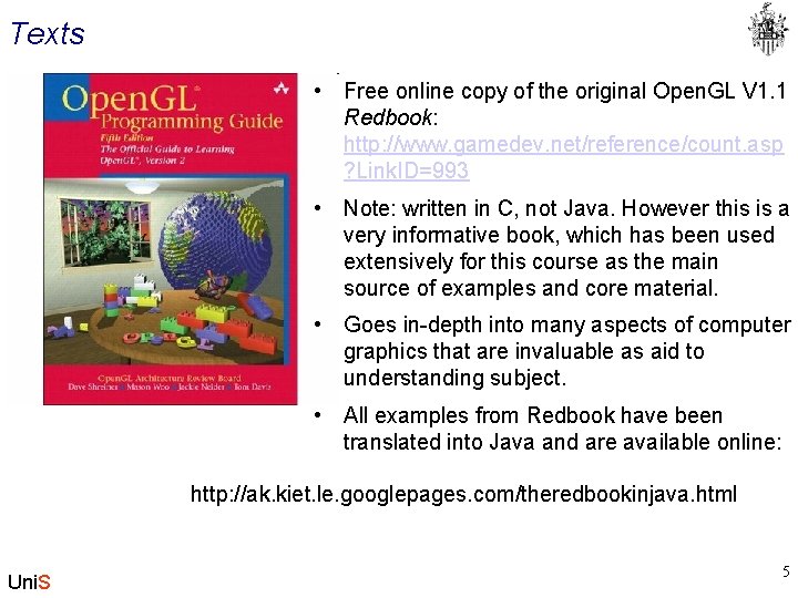 Texts • Free online copy of the original Open. GL V 1. 1 Redbook: