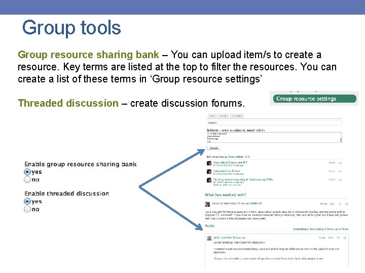 Group tools Group resource sharing bank – You can upload item/s to create a