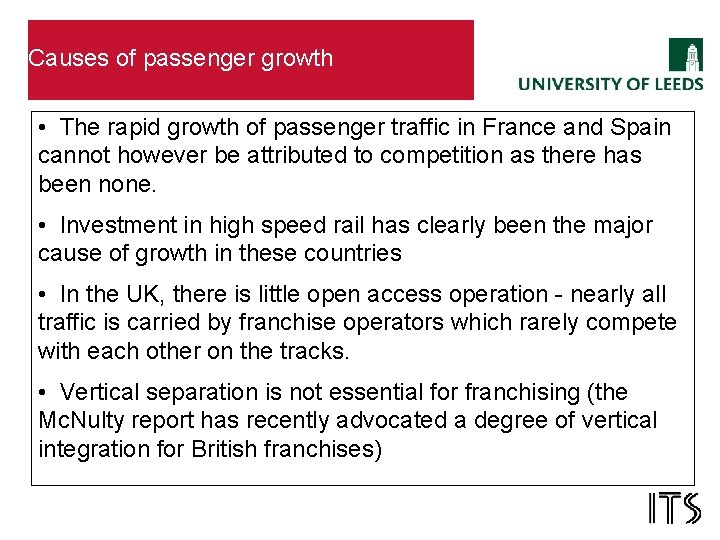 Causes of passenger growth • The rapid growth of passenger traffic in France and