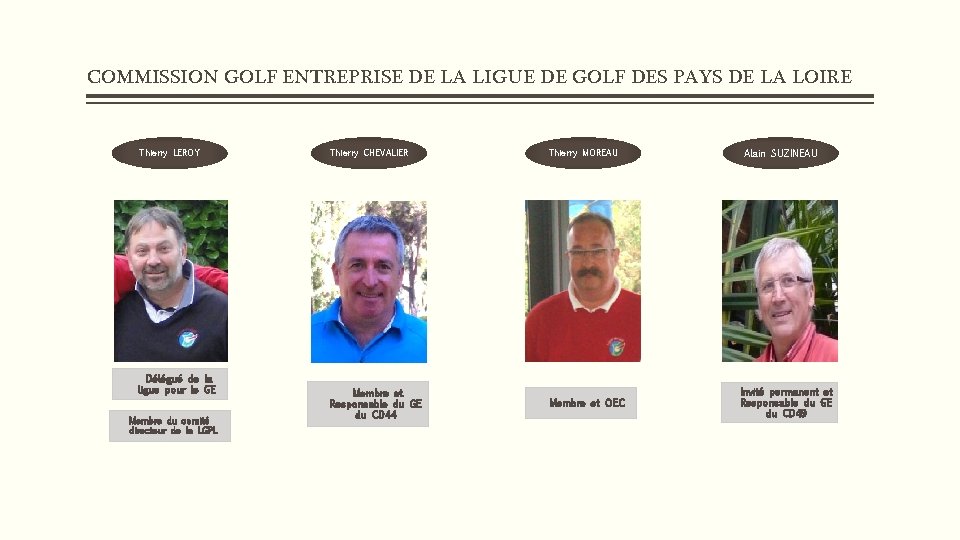 COMMISSION GOLF ENTREPRISE DE LA LIGUE DE GOLF DES PAYS DE LA LOIRE Thierry