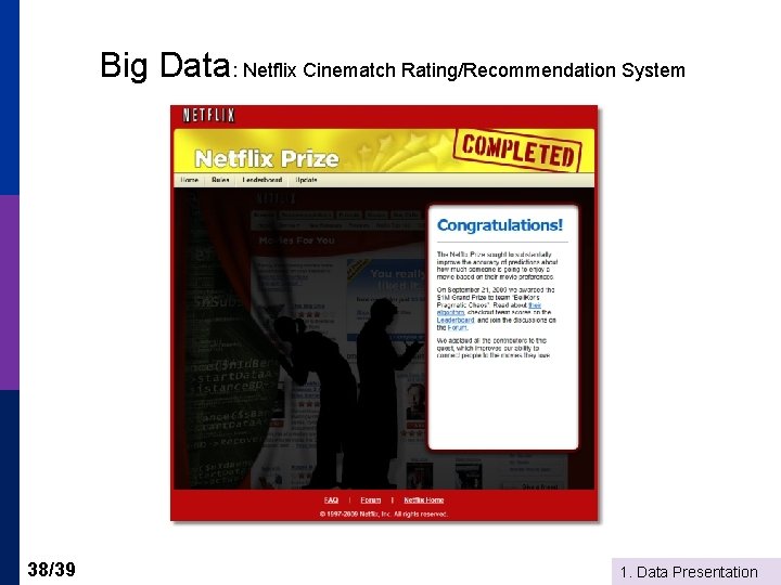 Big Data: Netflix Cinematch Rating/Recommendation System 38/39 1. Data Presentation 