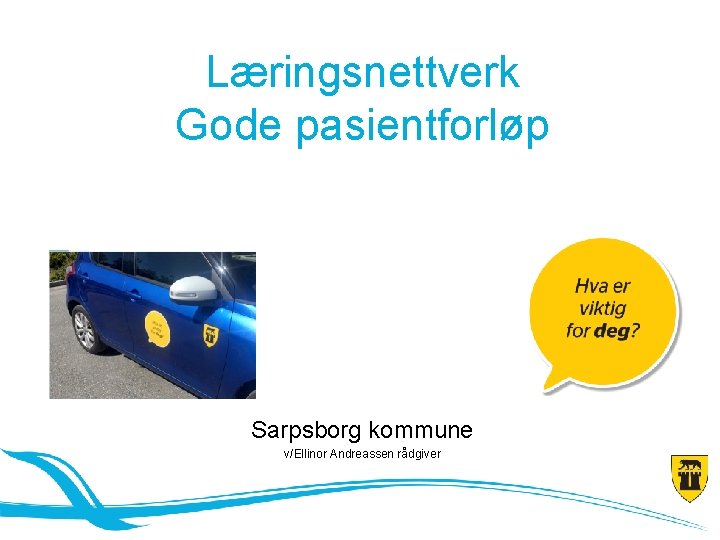 Læringsnettverk Gode pasientforløp Sarpsborg kommune v/Ellinor Andreassen rådgiver 