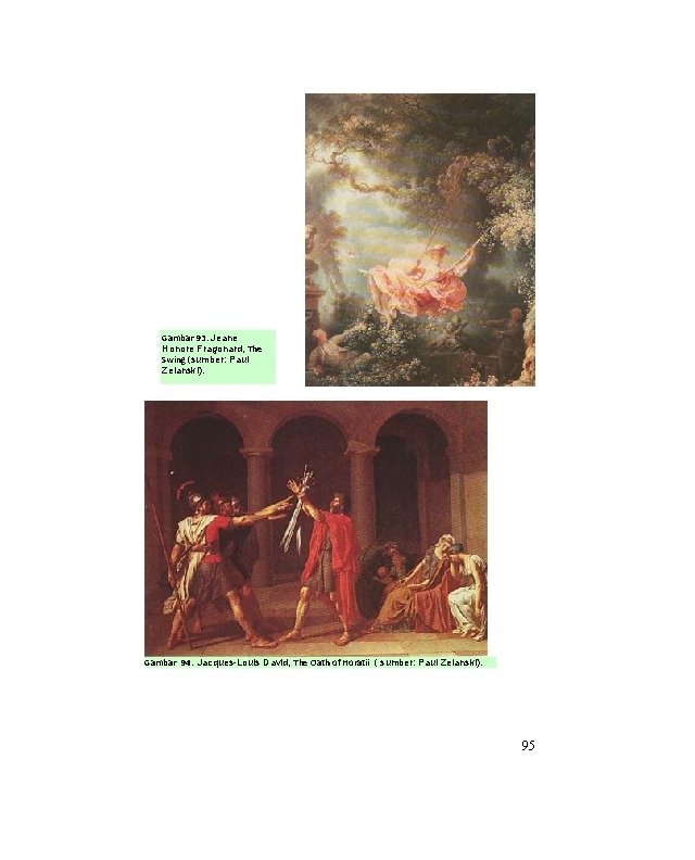 Gambar 93. Jeane Honore Fragonard, The Swing (sumber: Paul Zelanski). Gambar 94. Jacques-Louis David,