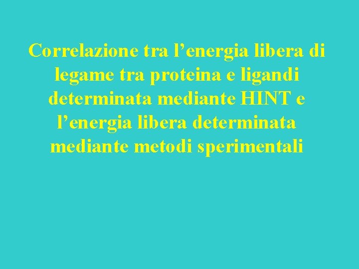 Correlazione tra l’energia libera di legame tra proteina e ligandi determinata mediante HINT e