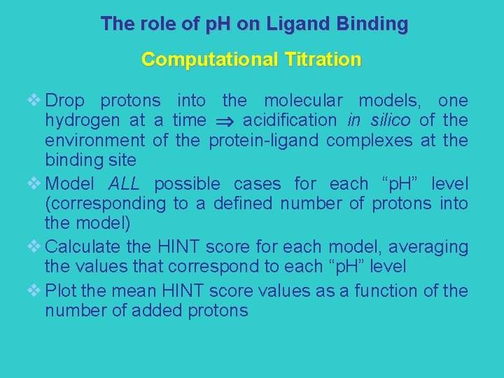 The role of p. H on Ligand Binding Computational Titration v Drop protons into