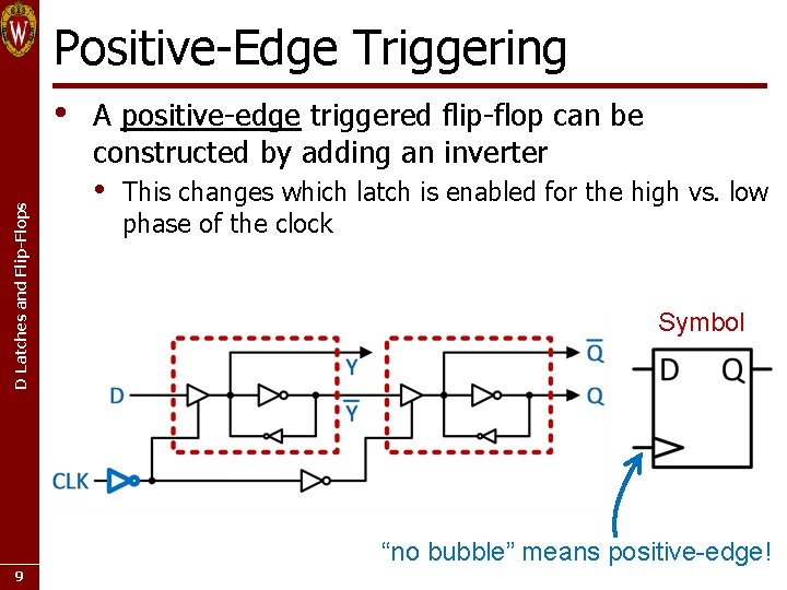 Positive-Edge Triggering D Latches and Flip-Flops • A positive-edge triggered flip-flop can be constructed