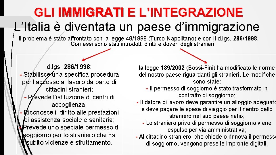 GLI IMMIGRATI E L’INTEGRAZIONE L’Italia è diventata un paese d’immigrazione Il problema è stato