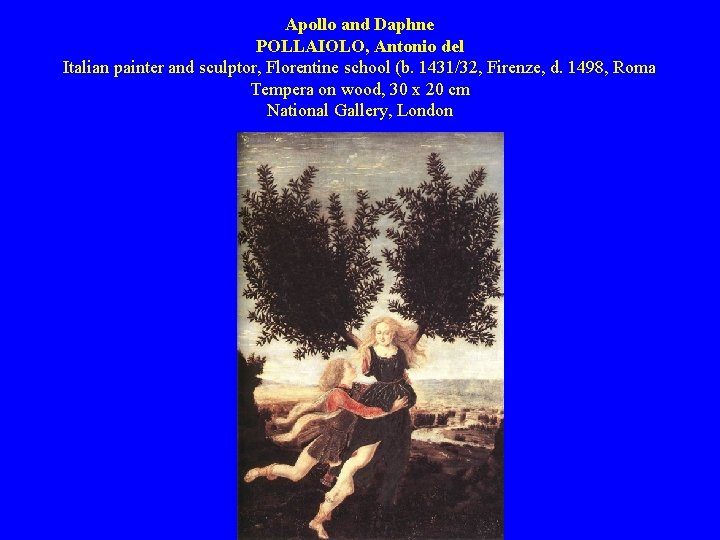 Apollo and Daphne POLLAIOLO, Antonio del Italian painter and sculptor, Florentine school (b. 1431/32,