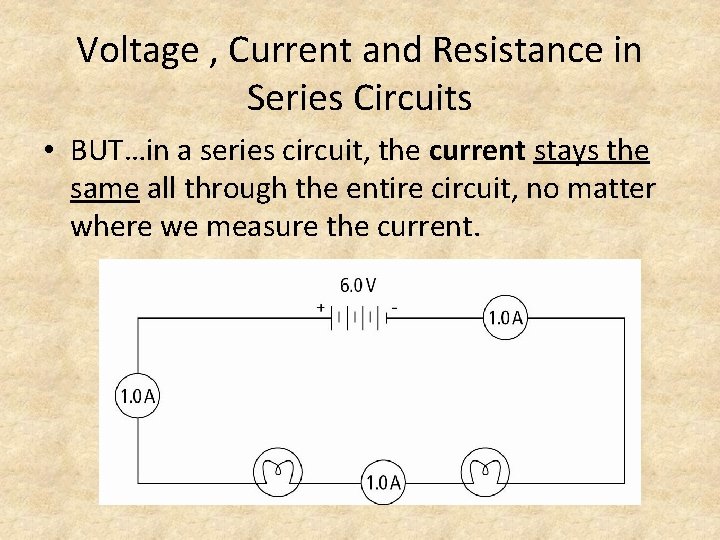 Voltage , Current and Resistance in Series Circuits • BUT…in a series circuit, the