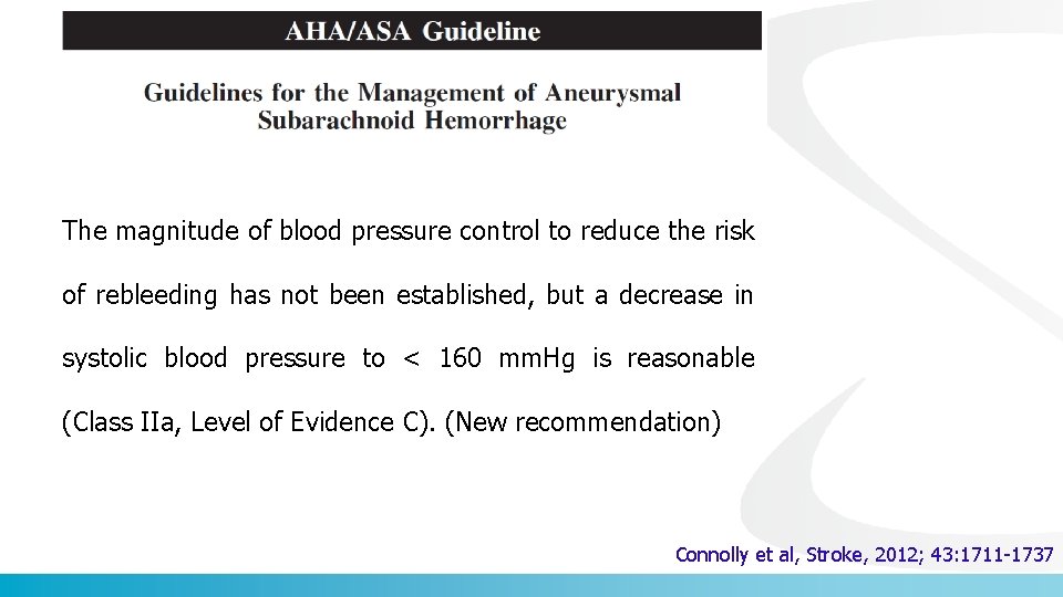 The magnitude of blood pressure control to reduce the risk of rebleeding has not