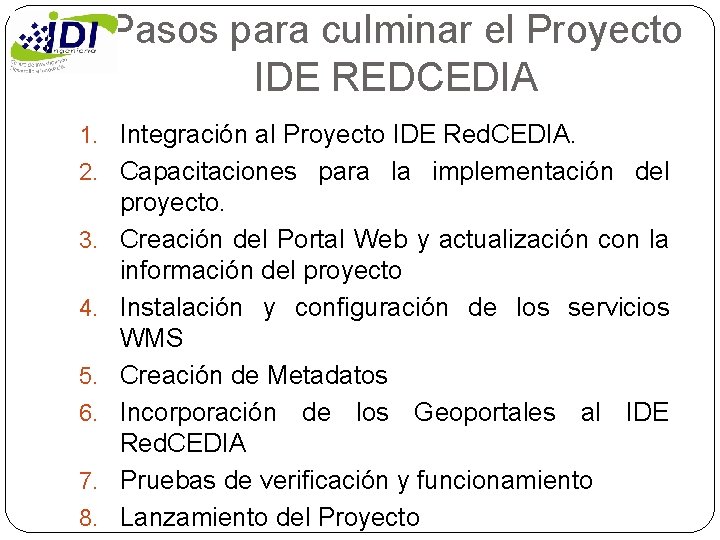 Proyecto IDE Red CEDIA Infraestructura de Datos Espaciales