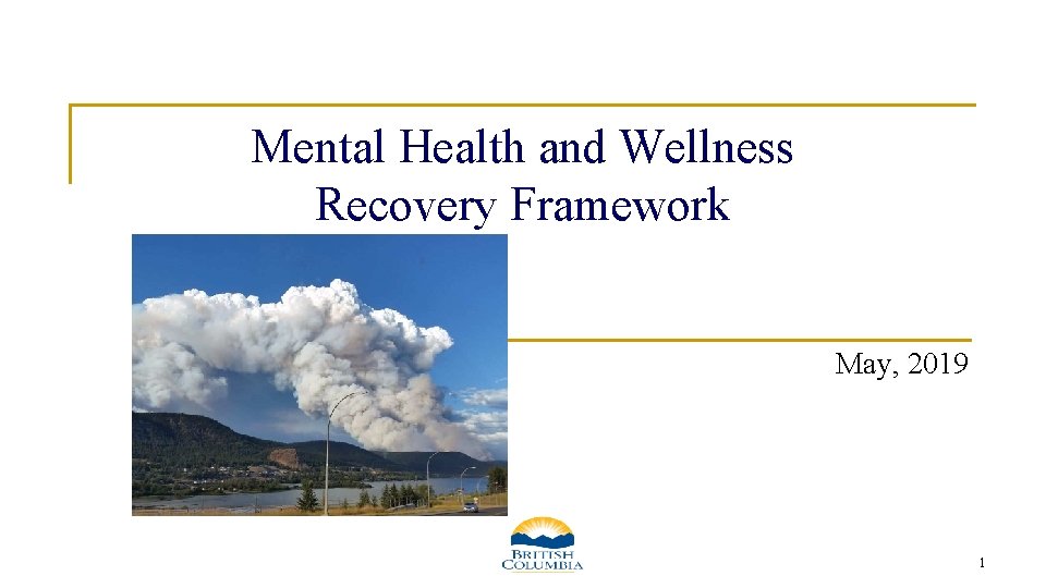 Mental Health and Wellness Recovery Framework May, 2019 1 Mental Health and Wellness Recovery Framework May, 2019 1