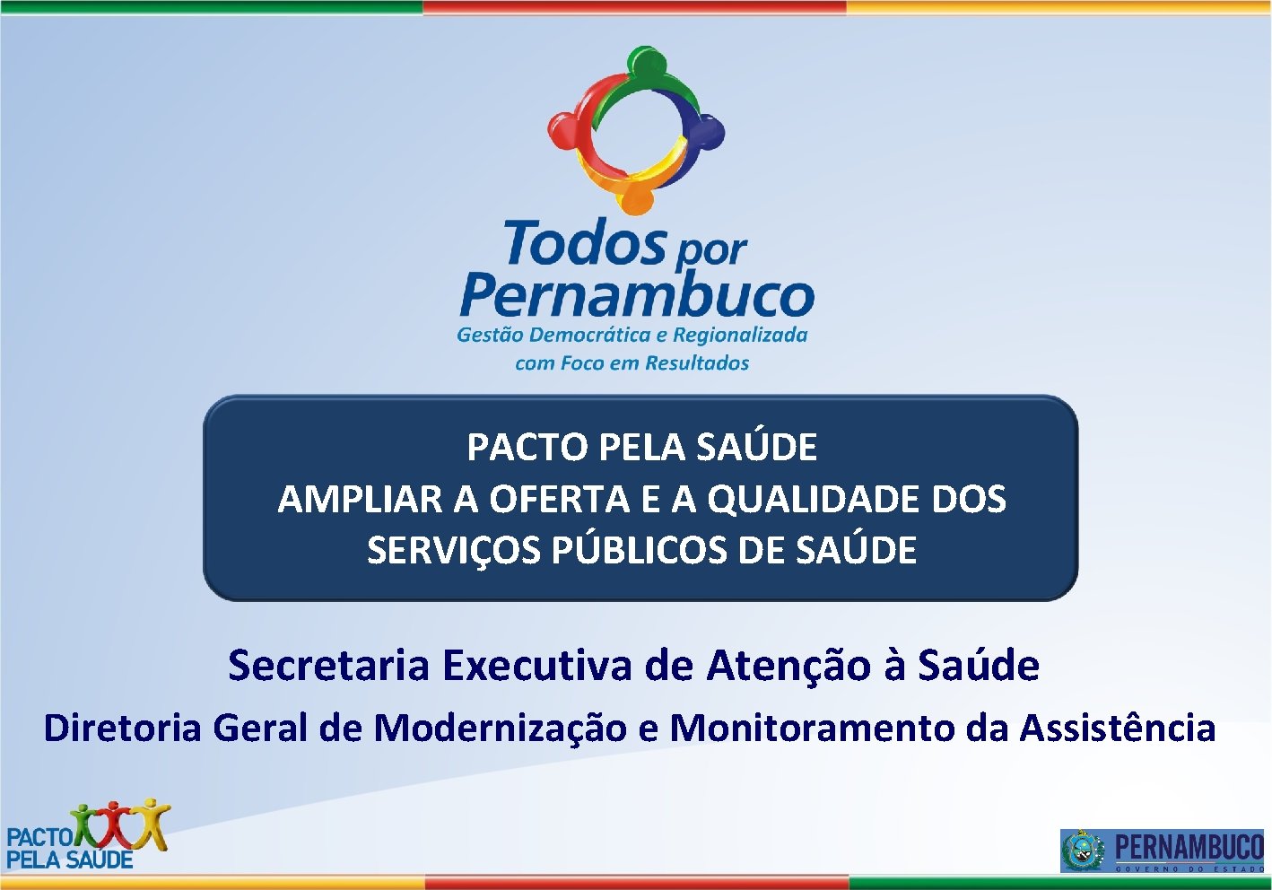 PACTO PELA SAÚDE AMPLIAR A OFERTA E A QUALIDADE DOS SERVIÇOS PÚBLICOS DE SAÚDE