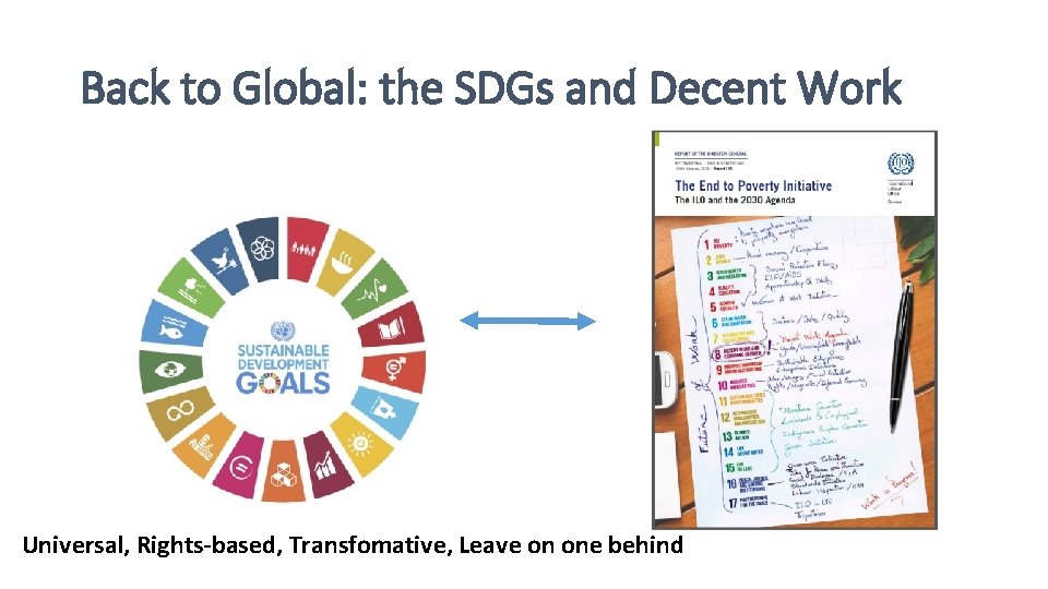 Back to Global: the SDGs and Decent Work Universal, Rights-based, Transfomative, Leave on one