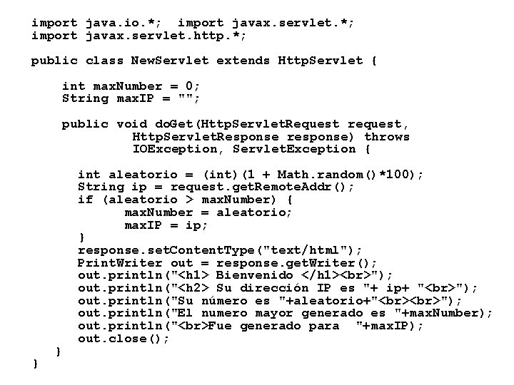 import java. io. *; import javax. servlet. http. *; public class New. Servlet extends