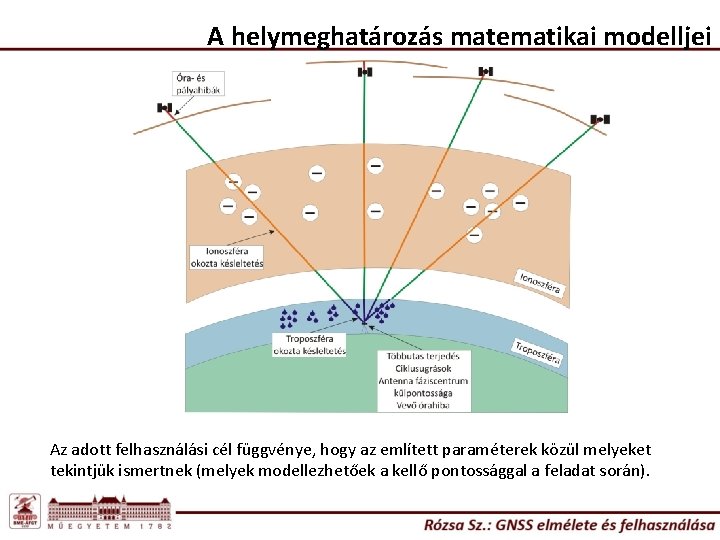 A helymeghatározás matematikai modelljei Az adott felhasználási cél függvénye, hogy az említett paraméterek közül