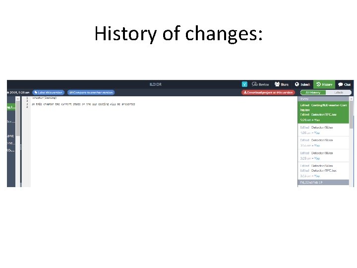 History of changes: 