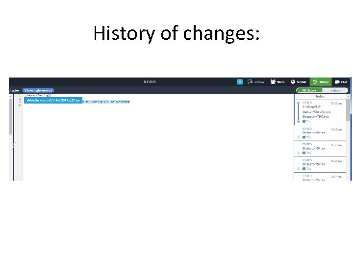 History of changes: 