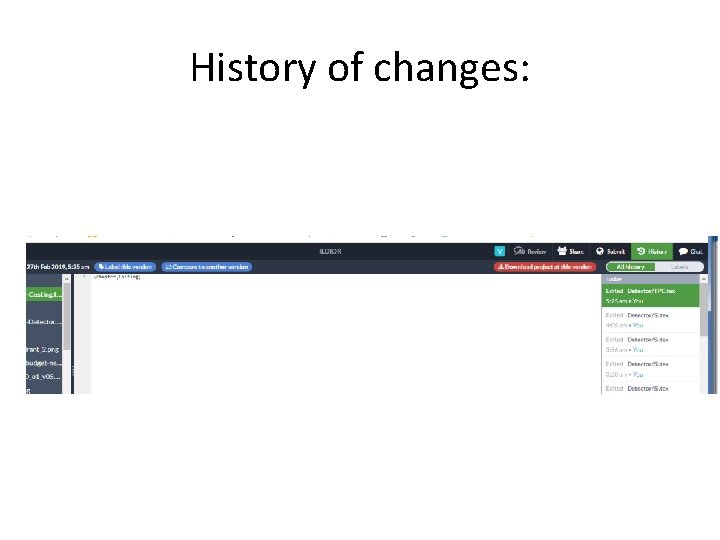 History of changes: 