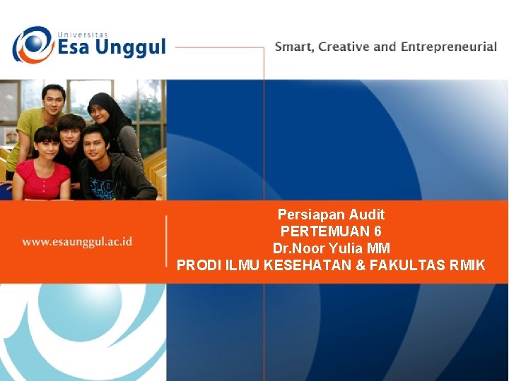 Persiapan Audit PERTEMUAN 6 Dr. Noor Yulia MM PRODI ILMU KESEHATAN & FAKULTAS RMIK