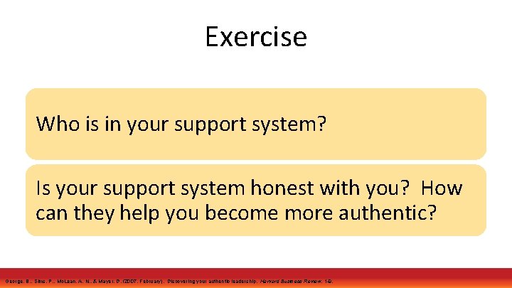 Exercise Who is in your support system? Is your support system honest with you?