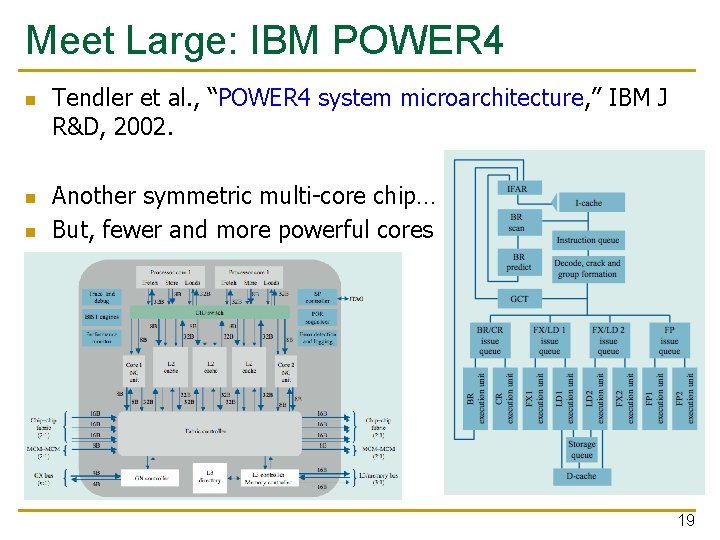 Meet Large: IBM POWER 4 n n n Tendler et al. , “POWER 4