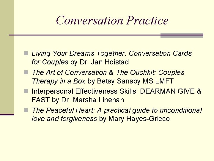 Conversation Practice n Living Your Dreams Together: Conversation Cards for Couples by Dr. Jan