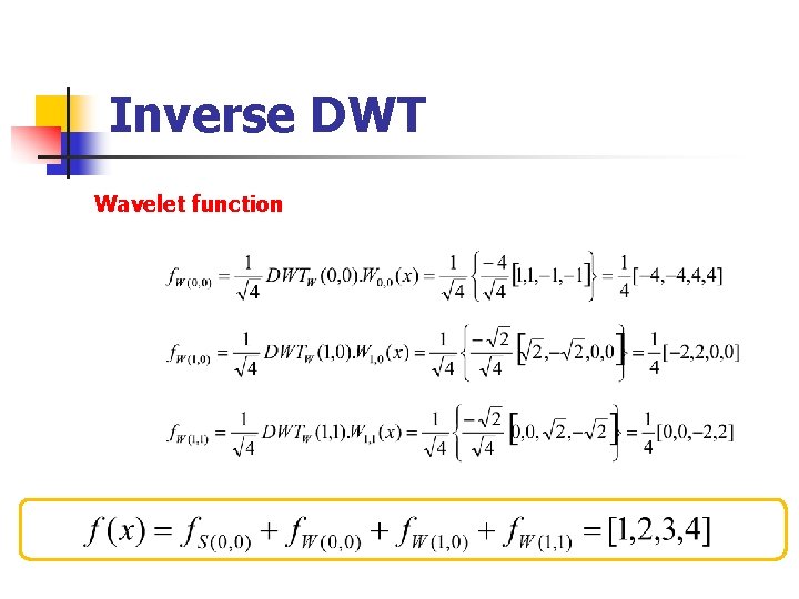 Inverse DWT Wavelet function 