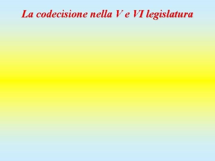 La codecisione nella V e VI legislatura 