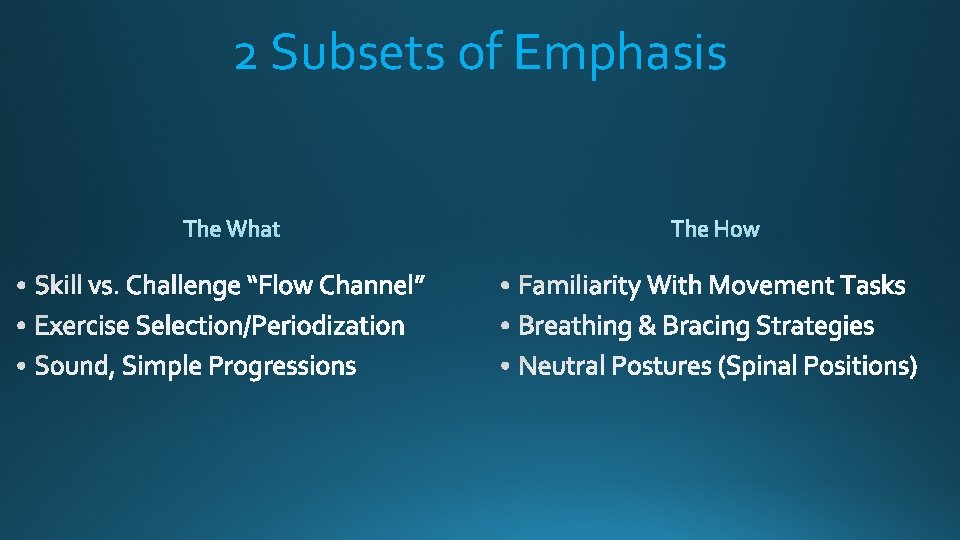 2 Subsets of Emphasis 