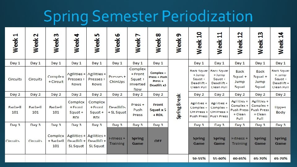 Spring Semester Periodization 