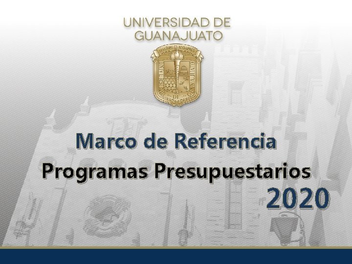 Marco de Referencia Programas Presupuestarios 2020 