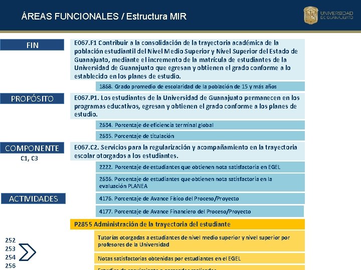 ÁREAS FUNCIONALES / Estructura MIR FIN E 067. F 1 Contribuir a la consolidación