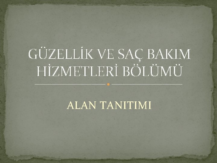 GÜZELLİK VE SAÇ BAKIM HİZMETLERİ BÖLÜMÜ ALAN TANITIMI 