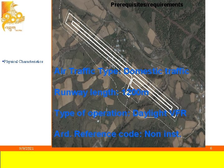 Prerequisites/requirements §Physical Characteristics Air Traffic Type: Domestic traffic Runway length: 1200 m Type of