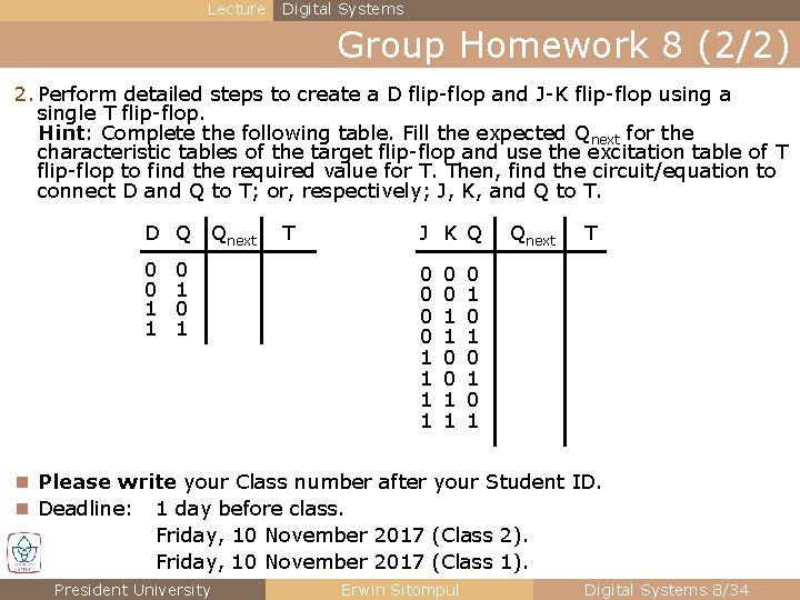 Lecture Digital Systems Group Homework 8 (2/2) 2. Perform detailed steps to create a