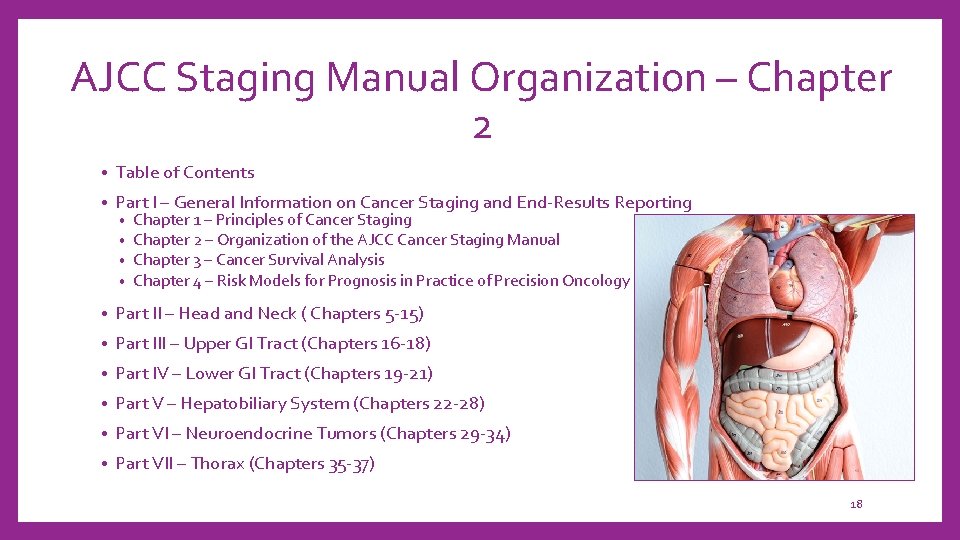 AJCC Staging Manual Organization – Chapter 2 • Table of Contents • Part I