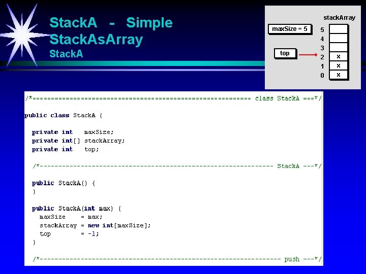 Stack. A - Simple Stack. As. Array Stack. A stack. Array max. Size =