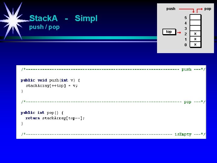 push Stack. A - Simpl push / pop top pop 5 4 3 2