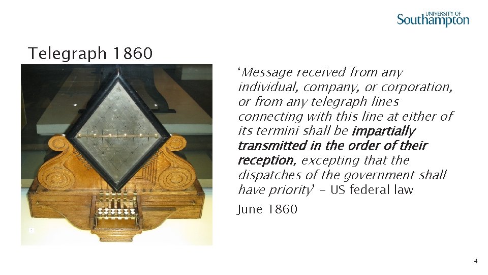 Telegraph 1860 ‘Message received from any individual, company, or corporation, or from any telegraph